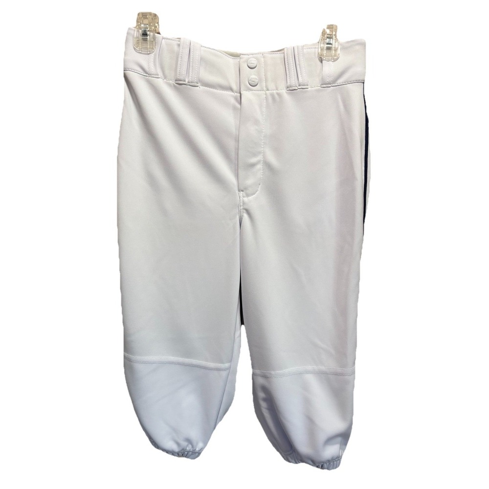 Champro Youth Size XL White/Navy Trim Knicker‎ Baseball Pants Zip/Snap Elastic